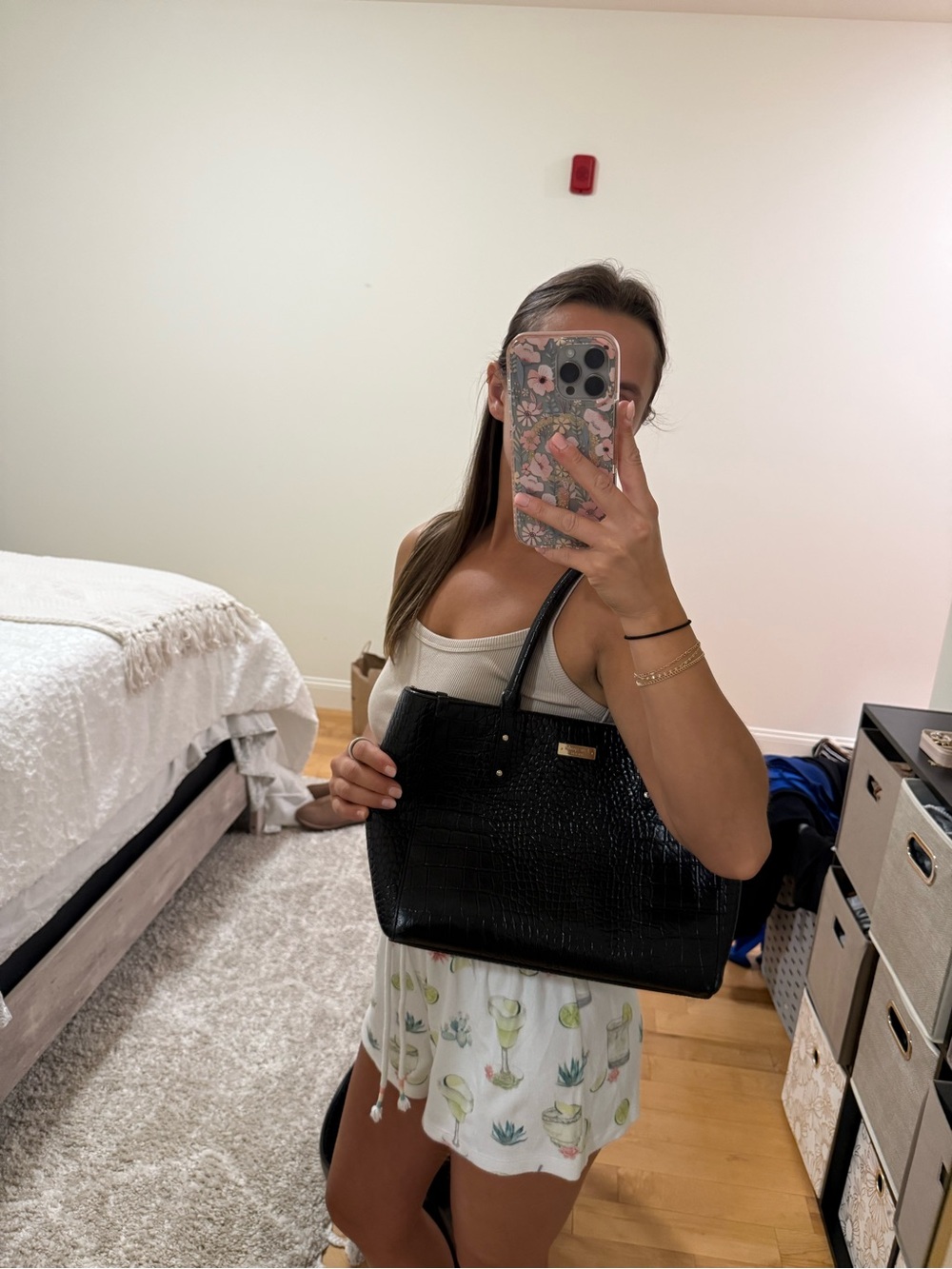 kate spade Black Croc-Embossed Satchel with Top Handles - Picture 5 of 6